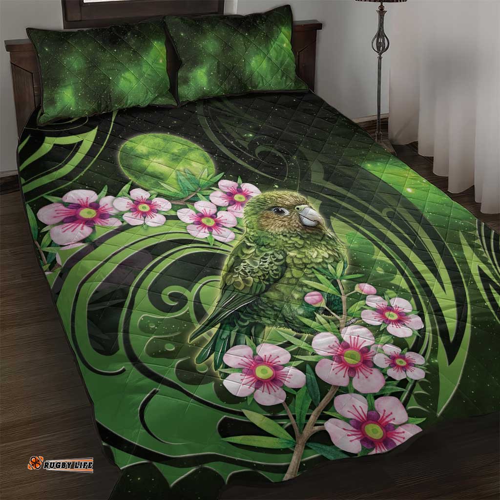 New Zealand Aotearoa Kakapo Quilt Bed Set Maori Pattern With Manuka Galaxy Style LT05
