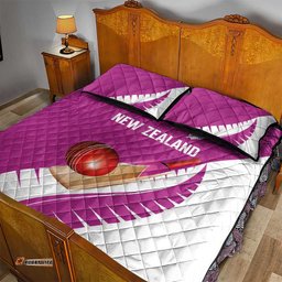 New Zealand Cricket Quilt Bed Set Kiwi Birds Haka Dance Pink Fern Sporty Style LT03