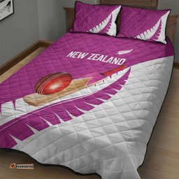 New Zealand Cricket Quilt Bed Set Kiwi Birds Haka Dance Pink Fern Sporty Style LT03