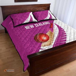 New Zealand Cricket Quilt Bed Set Kiwi Birds Haka Dance Pink Fern Sporty Style LT03