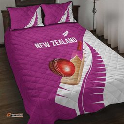 New Zealand Cricket Quilt Bed Set Kiwi Birds Haka Dance Pink Fern Sporty Style LT03