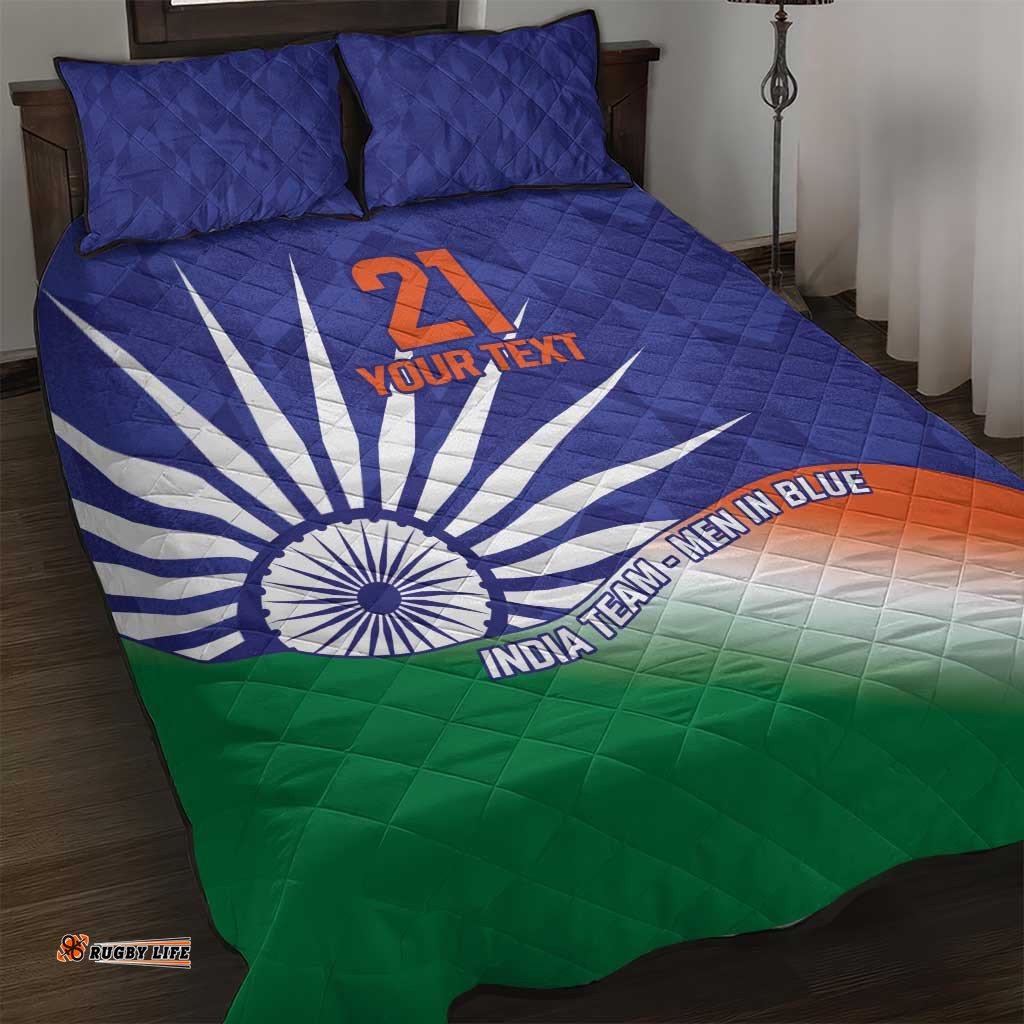 India Cricket Custom Quilt Bed Set Ashoka Chakra with Flag Style LT9