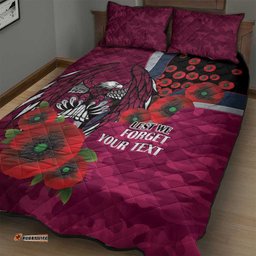 Manly Warringah Sea Eagles ANZAC Personalised Quilt Bed Set Lest We Forget Poppy Camo LT9
