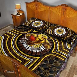 Hawthorn Hawks Quilt Bed Set Indigenous Monochrome Dot Art Mascot Style TS04