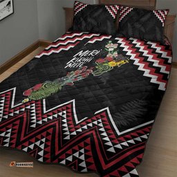 New Zealand Christmas Taniko Poutama Quilt Bed Set Flora Map with Birds LT7