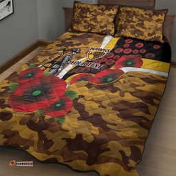Hawthorn Hawks ANZAC Personalised Quilt Bed Set Lest We Forget Poppy Camo LT9