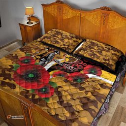 Hawthorn Hawks ANZAC Personalised Quilt Bed Set Lest We Forget Poppy Camo LT9