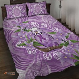 Epilepsy Awareness Budgerigar Australia Quilt Bed Set Budgie Purple Ribbon Boronia Aboriginal LT14