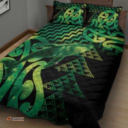 Humpback Whale Matariki New Zealand Quilt Bed Set NZ Maori Paikea Poutama Luxury Green LT14