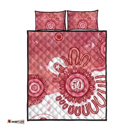 NAIDOC Week 2026 Quilt Bed Set 50 Years Deadly Dhari Pink Aboriginal Art LT14