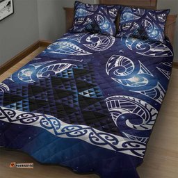 Matariki New Zealand Quilt Bed Set NZ Niho Taniwha Maori New Year Blue Galaxy LT14