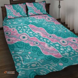 Hereditary Cancer Awareness Australia Indigenous Quilt Bed Set Pink and Teal LT7