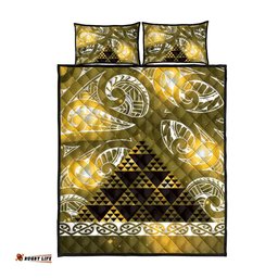Matariki New Zealand Quilt Bed Set NZ Niho Taniwha Maori New Year Yellow Galaxy LT14
