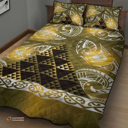 Matariki New Zealand Quilt Bed Set NZ Niho Taniwha Maori New Year Yellow Galaxy LT14