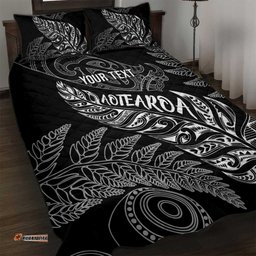 Aotearoa Personalized Lawn Bowls Maori Quilt Bed Set New Zealand Black Tribal Silver Fern LT7