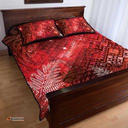 Aotearoa Taniko Matariki Quilt Bed Set Cosmic Red LT7