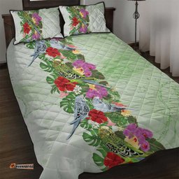 Aussie Budgies Blue And Green Tropical Birds Quilt Bed Set LT9