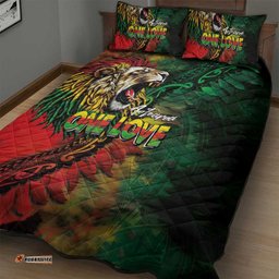 Aotearoa One Love Quilt Bed Set Reggae Lion with Kakahu Huruhuru LT03
