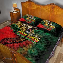 Aotearoa One Love Quilt Bed Set Reggae Lion with Kakahu Huruhuru LT03