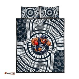 Carlton Football Club Quilt Bed Set Indigenous Monochrome Dot Art Mascot Style TS04