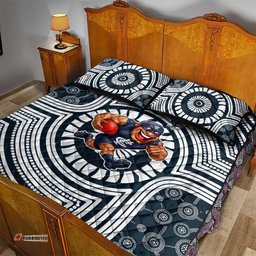 Carlton Football Club Quilt Bed Set Indigenous Monochrome Dot Art Mascot Style TS04