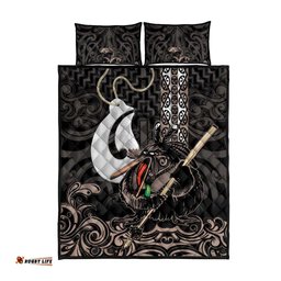 Aotearoa Hei Matau Quilt Bed Set Haka Kiwi Mix Maori Mangopare LT14
