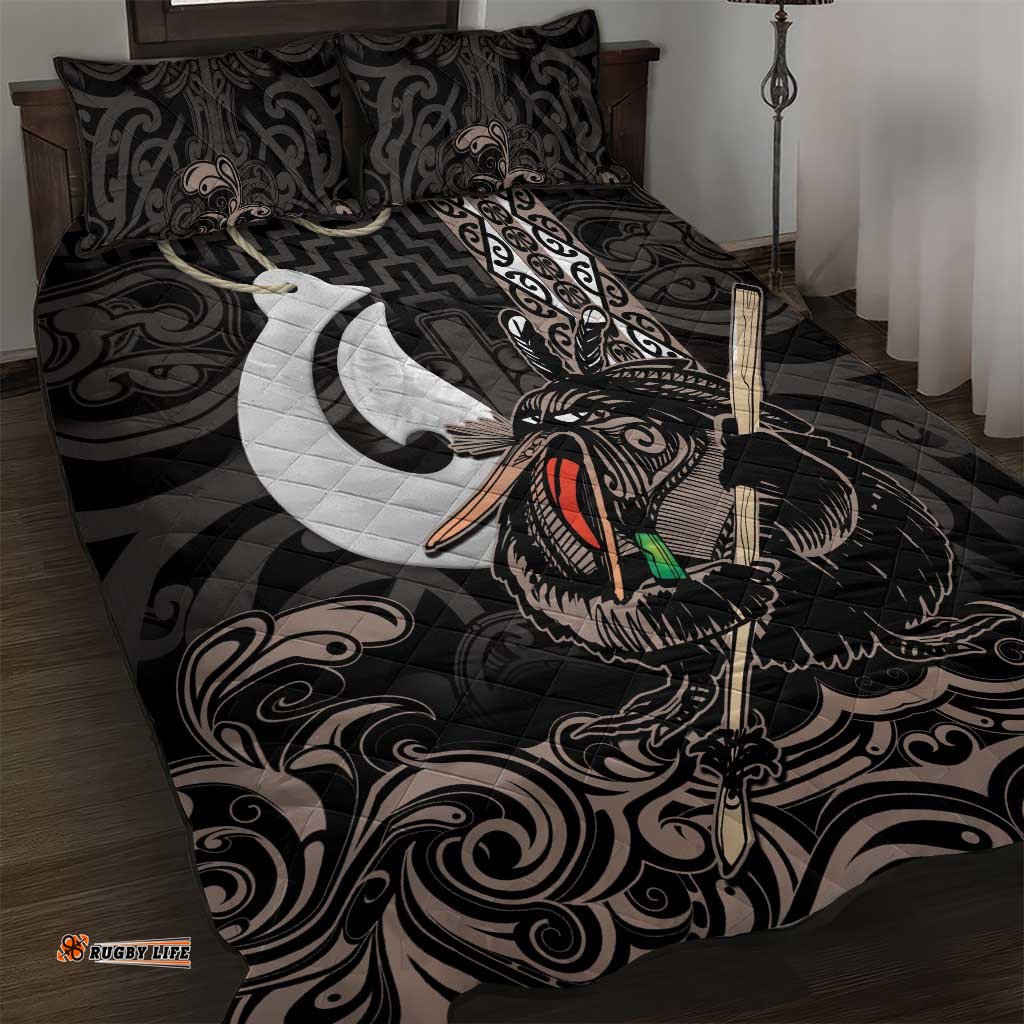 Aotearoa Hei Matau Quilt Bed Set Haka Kiwi Mix Maori Mangopare LT14