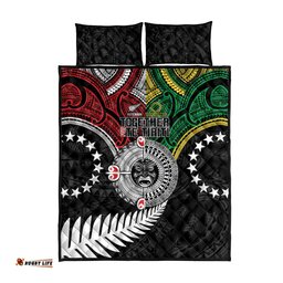 Aotearoa and Cook Islands Mo Te Tiriti Quilt Bed Set New Zealand Honour The Treaty Ake!Ake!Ake! LT9