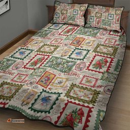 Aussie Birds Christmas La La Land Quilt Bed Set Beige Vintage Stamp Edition LT9