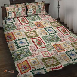 Aussie Birds Christmas La La Land Quilt Bed Set Beige Vintage Stamp Edition LT9