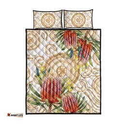 Australia Banksia Quilt Bed Set Aussie Native Flowers Indigenous Art LT14