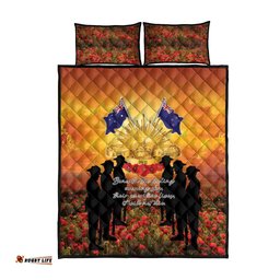 ANZAC Day Quilt Bed Set Remembrance Tribute Soldiers And Poppy Field LT05
