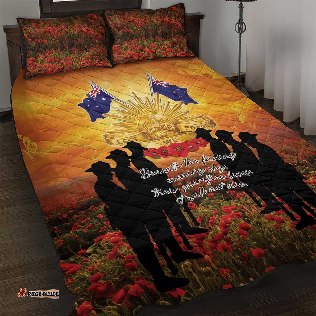 ANZAC Day Quilt Bed Set Remembrance Tribute Soldiers And Poppy Field LT05