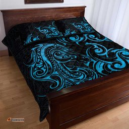 Blue Aoteara Horse Racing Quilt Bed Set NZ Maori Pattern LT14