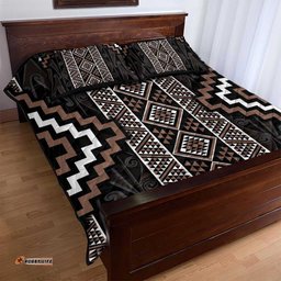 Classic Tukutuku Pattern Aotearoa Quilt Bed Set Niho Taniwha and Puhoro Motifs LT7