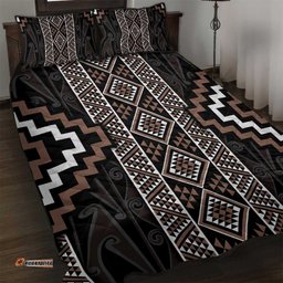 Classic Tukutuku Pattern Aotearoa Quilt Bed Set Niho Taniwha and Puhoro Motifs LT7