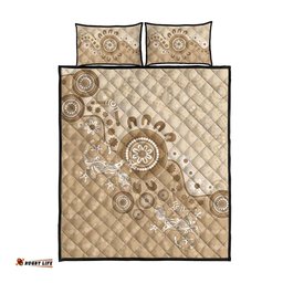 Beige Lizards Australia Quilt Bed Set Boomerang Indigenous Art LT14
