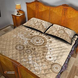 Beige Lizards Australia Quilt Bed Set Boomerang Indigenous Art LT14