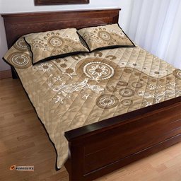 Beige Lizards Australia Quilt Bed Set Boomerang Indigenous Art LT14