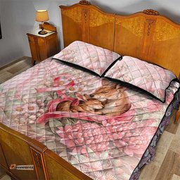 Breast Cancer Awareness Quilt Bed Set Mother Kangaroo And Ribbon Hope DT05