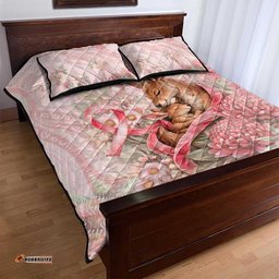 Breast Cancer Awareness Quilt Bed Set Mother Kangaroo And Ribbon Hope DT05