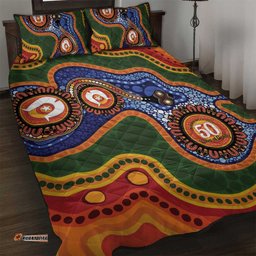 Australia NAIDOC Week 2026 Quilt Bed Set 50 Years of Deadly Dhari Snake Aboriginal Art LT14
