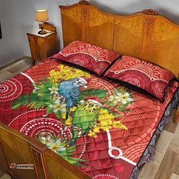 Budgerigar Australia Christmas Quilt Bed Set Budgies Golden Wattle Aboriginal Red LT14