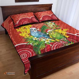 Budgerigar Australia Christmas Quilt Bed Set Budgies Golden Wattle Aboriginal Red LT14