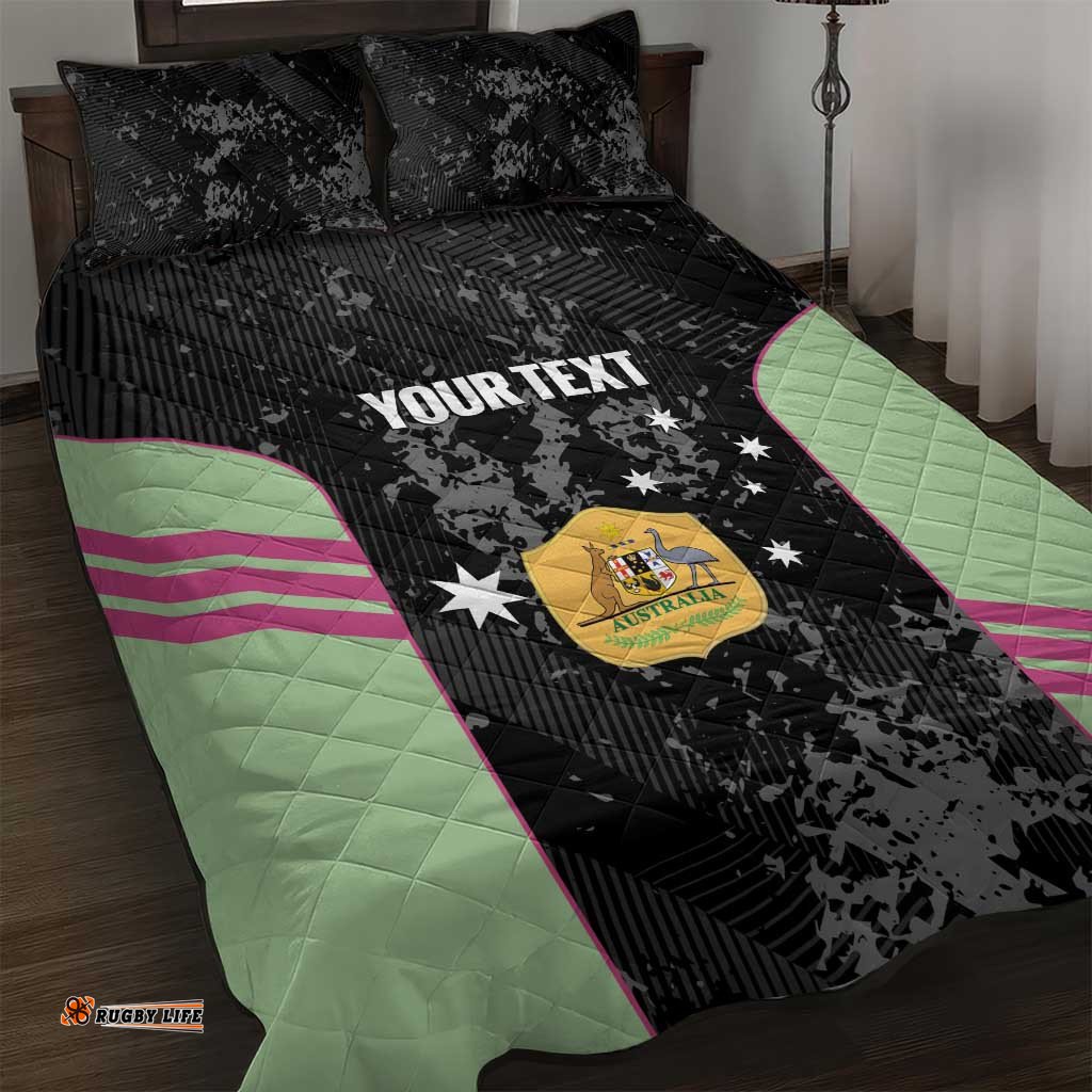 Custom Australia Matildas 2026 Quilt Bed Set Come On Aussie Grunge Style LT14