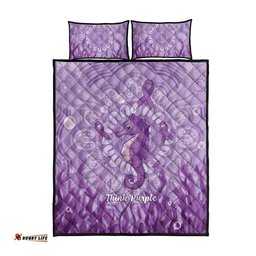 Australia Epilepsy Awareness Quilt Bed Set Seahorse Think Purple Ribbon Aboriginal LT14