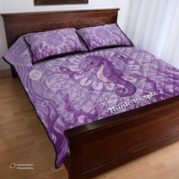 Australia Epilepsy Awareness Quilt Bed Set Seahorse Think Purple Ribbon Aboriginal LT14
