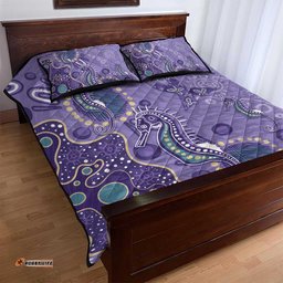 Australia Epilepsy Awareness Quilt Bed Set Aboriginal Purple Ribbon with Seahorse LT7