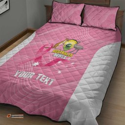 Custom Bowls Australia Breast Cancer Quilt Bed Set Pink Ribbon Aussie Map With Kangaroo Emu LT14