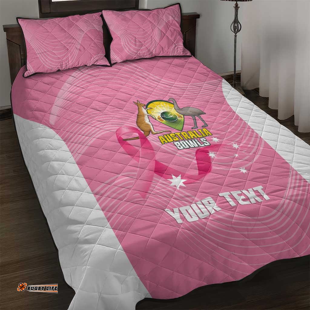 Custom Bowls Australia Breast Cancer Quilt Bed Set Pink Ribbon Aussie Map With Kangaroo Emu LT14